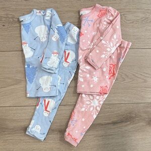 Carter's Snowman and Snowflake Pajama Set - Blue and Pink